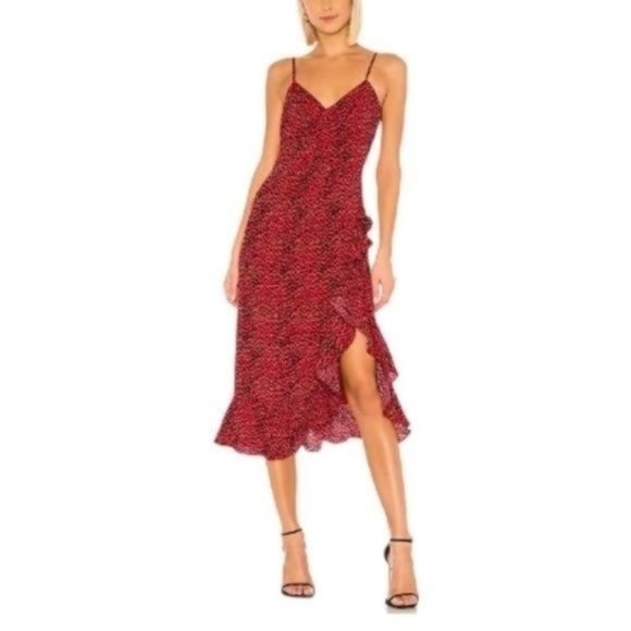 Bardot Dresses & Skirts - Bardot Lexi Red Leopard Midi Dress